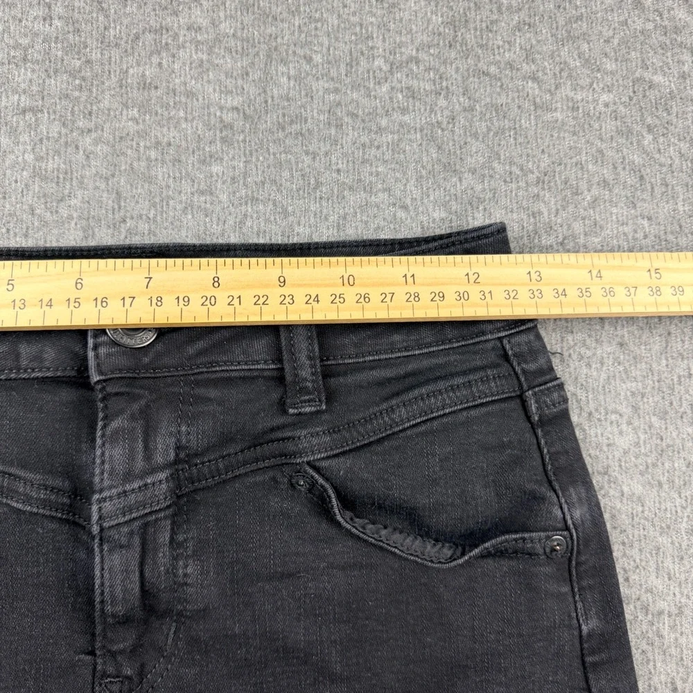 American Eagle Women's 0 Hi-Rise‎ Mini Skirt Black Denim Stretch Raw Hem